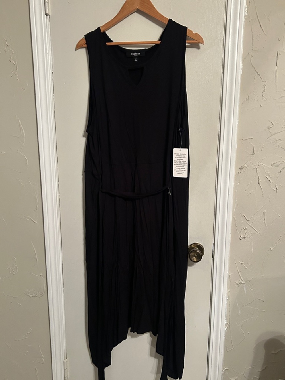 Chelsea28 Black Asymmetrical Sleeveless Dress with Belt